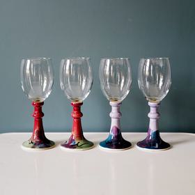 Ceramic Base Wine Glasses x 4