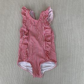 Stripe ruffle swimsuit