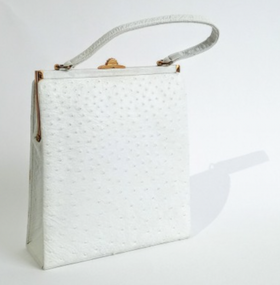 Vintage White Ostrich Studded Handbag