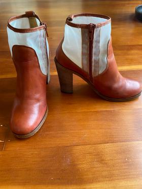 Burnt orange leather with glitter bootie