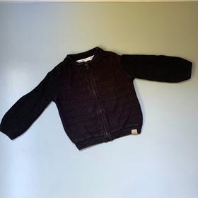 Black Zip-Up Knit Cardigan Sweater