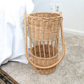 Wicker woven arch handle basket