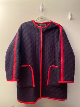 Navy coat with red piping