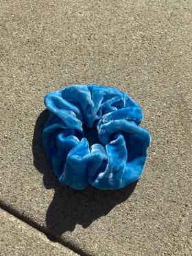 Handmade Blue Velvet Scrunchie