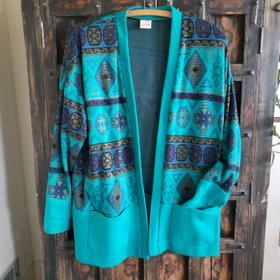 Teal 80's Open Cardigan w Pockets