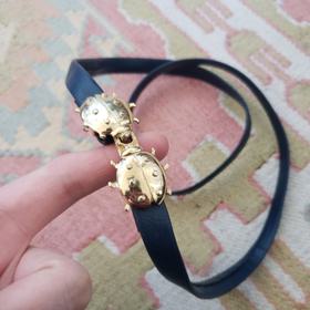 Gold & Pleather Ladybugs Belt