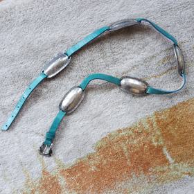 Silver Chunk Teal Leather Belt