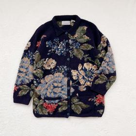 Abstract floral longline knit cardigan