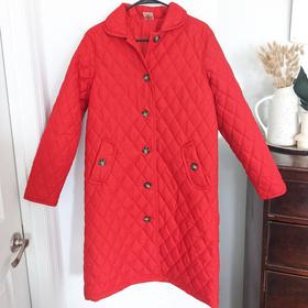 Vintage Red Quilted Long Coat