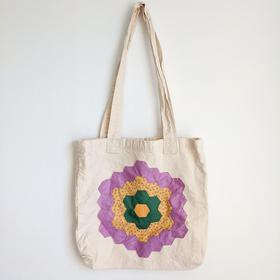 Vintage Flower Quilt Patch Tote Bag