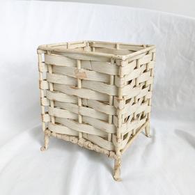 White Distressed Wicker and Iron Planter