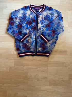 Sheer floral bomber jacket