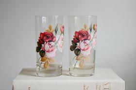 Vintage glass roses print