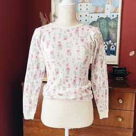 Dainty floral long sleeve waffle knit