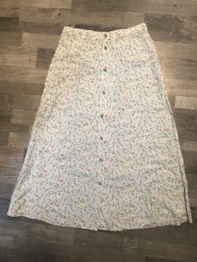 90’s floral snap button midi skirt