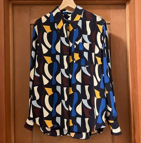 Patch Pocket Abstract Print Blouse