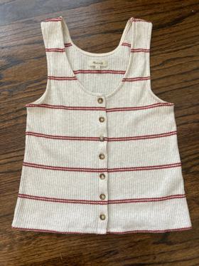 Ribbed button-front tank