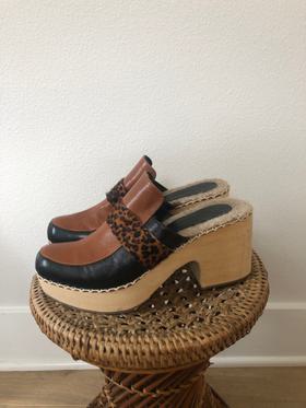Leather Loafer Platform Clogs