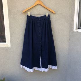 Vintage denim skirt with eyelet lining