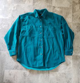 Embroidered Teal Corduroy Button Up
