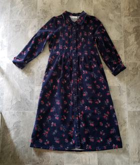 Floral Corduroy Button Dress