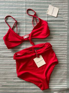 Red High Waisted Two Piece