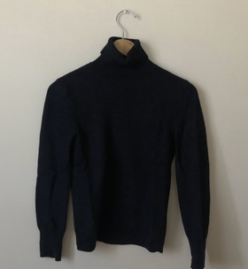 Navy blue wool turtleneck sweater