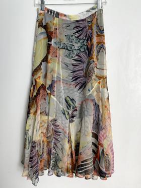 Printed Silk Skirt, Size Medium