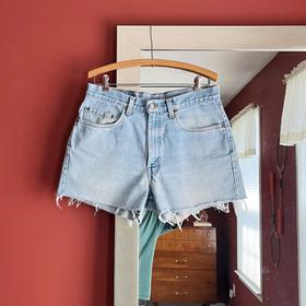 High rise denim cut off shorts
