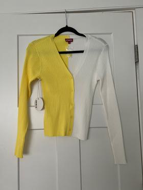 Two Toned Ribbed Knit Cardigan