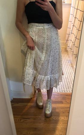 Gunne Sax Floral and Lace Midi Skirt