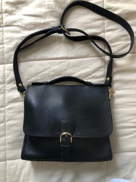 Black Leather satchel crossbody purse