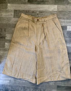Stripe high waist pocket linen shorts