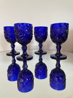 4 Cobalt Blue Madonna Inn Water Goblets
