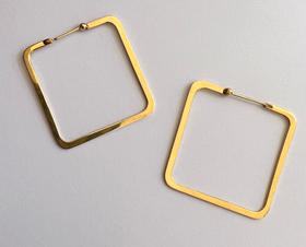 14k Yellow Gold Square Hoop Earrings