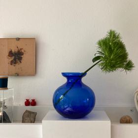 Handblown Blue Glass Small Vase