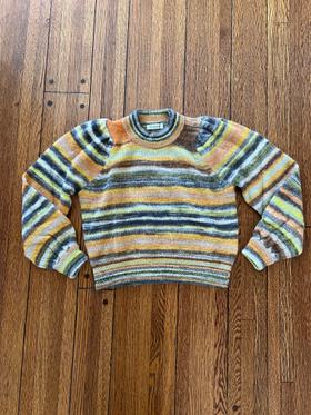 Stripe Ocean Puff-Sleeve Sweater