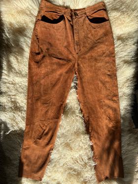 High Rise Suede Pants