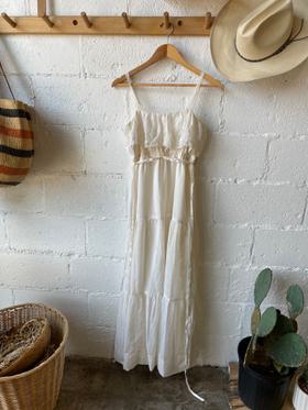 70’s Vintage Cream Flowing Maxi Dress
