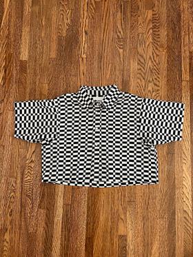 Hand Printed Cami Checkers Cropped Shirt