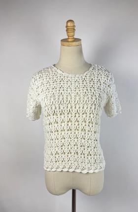 Odette White Crochet Knit Top
