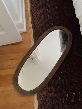 Antique Oval Wood Mirror