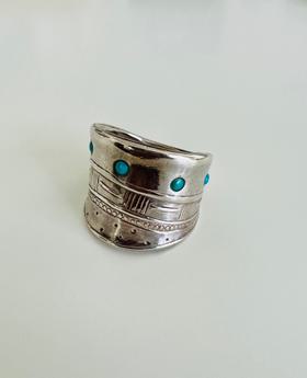 Wide Sterling Silver & Turquoise Ring