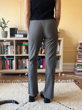 Low-rise grey stripe straight leg pant