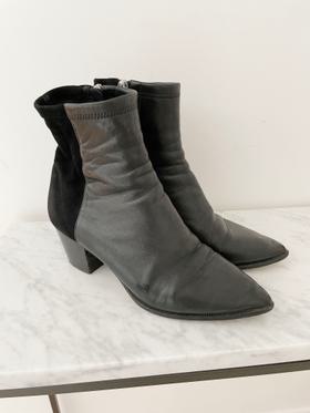 Black Leather and Suede Boots