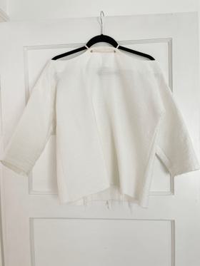 White Textured Blouse with Tie