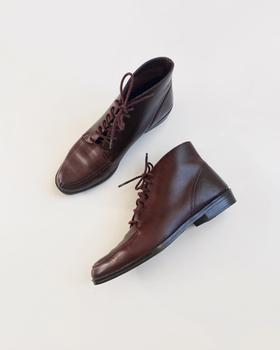 Burgundy lace up leather boots