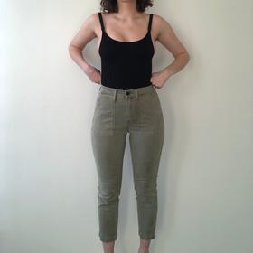 Olive Garment-Dyed Straight Pants