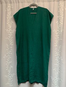 Linen V neck dress