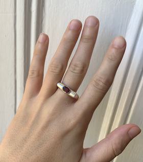 Sterling silver stacker ring with garnet
